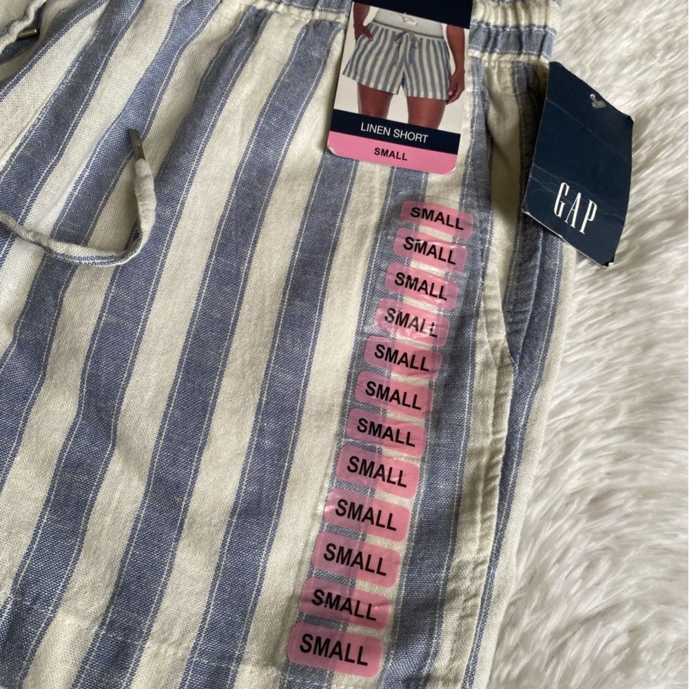 GAP High Waist Striped Shorts - Blue and Cream - Picture 6 of 8